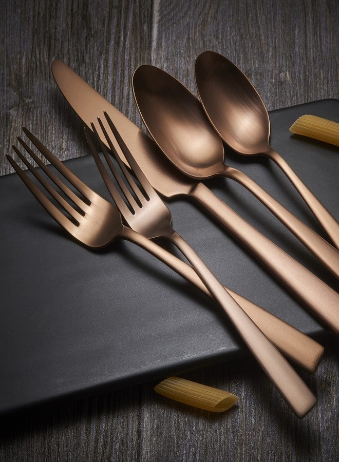 ORNATIVE Rena 20 Piece Matte Copper Flatware Set, Service for 4 - Image 5